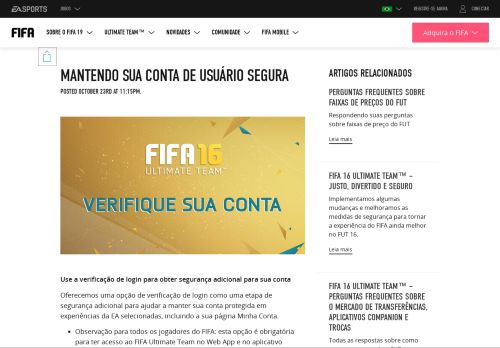 
                            8. Mantendo sua conta de usuário segura - EA Sports