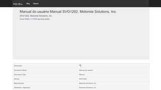 
                            10. Manual do usuário Manual SVG1202, Motorola Solutions, Inc. - FCC ID