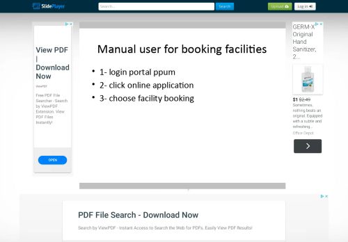 
                            13. Manual user for booking facilities 1- login portal ppum 2- click online ...