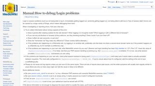 
                            2. Manual:How to debug/Login problems - MediaWiki