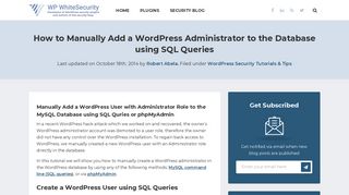 
                            13. Manually Create a WordPress Administrator in Database