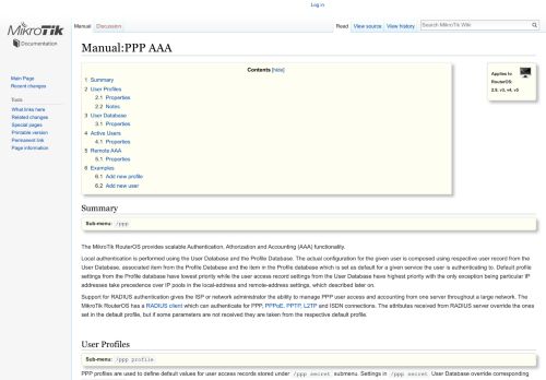 
                            4. Manual:PPP AAA - MikroTik Wiki