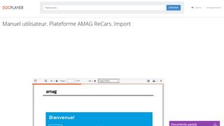 
                            11. Manuel utilisateur. Plateforme AMAG ReCars. Import - PDF