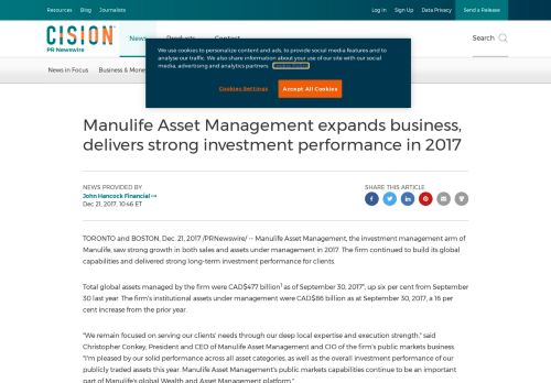 
                            11. Manulife Asset Management expands business, delivers strong ...