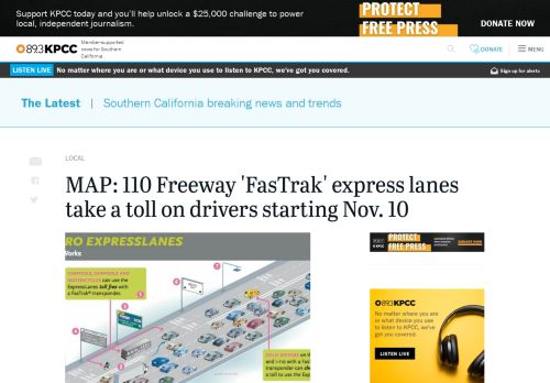 
                            13. MAP: 110 Freeway 'FasTrak' express lanes take a toll on drivers - KPCC