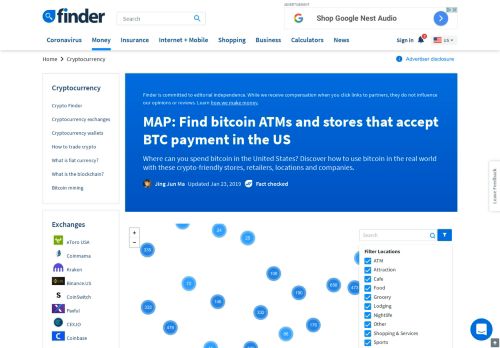
                            12. MAP: US bitcoin ATMs & stores that accept BTC | finder.com