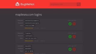 
                            12. maplesea.com logins - BugMeNot