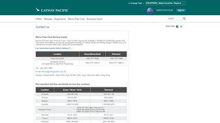 
                            6. Marco Polo Club Contact Information - Cathay Pacific