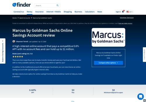 
                            13. Marcus by Goldman Sachs Online Savings Account review | finder.com