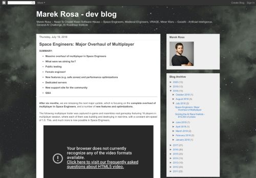 
                            10. Marek Rosa - dev blog: Space Engineers: Major Overhaul of Multiplayer