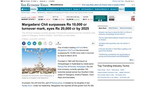 
                            11. Margadarsi Chit surpasses Rs 10,000 cr turnover mark, eyes Rs ...
