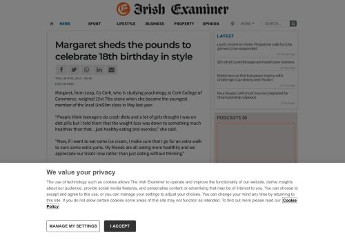 
                            10. Margaret sheds the pounds to celebrate 18th birthday in style | Irish ...