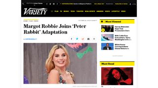 
                            10. Margot Robbie Joins 'Peter Rabbit' Movie – Variety