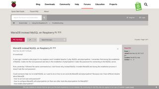 
                            4. MariaDB instead MySQL on Raspberry Pi ?!?! - Raspberry Pi Forums