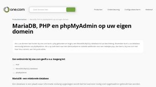 
                            2. MariaDB, PHP en phpMyAdmin op uw eigen domein | One.com