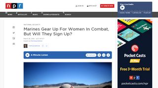 
                            12. Marines Gear Up For Women In Combat, But Will They Sign Up? : NPR
