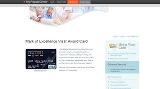 
                            7. Mark of Excellence Visa ® Award Card - MyPrepaidCenter.com