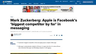 
                            13. Mark Zuckerberg calls Apple biggest Facebook competitor in messaging