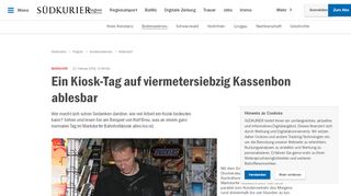 
                            9. Markdorf: Ein Kiosk-Tag auf viermetersiebzig Kassenbon ablesbar ...