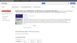 
                            8. Markenführung im B2B-Sektor am Beispiel von Ingredient Branding: ... - Google Books-Ergebnisseite