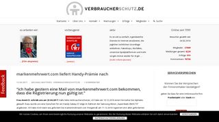 
                            8. markenmehrwert.com liefert Handy-Prämie nach - Verbraucherschutz.de