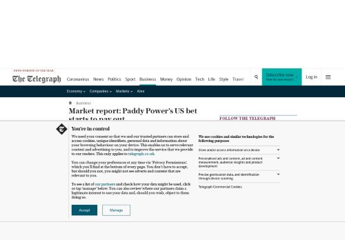
                            10. Market report: Paddy Power's US bet starts to pay out - The Telegraph