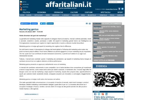 
                            11. Marketing genius - Affaritaliani.it