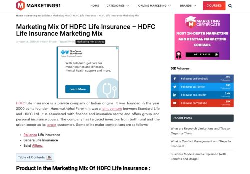 
                            12. Marketing Mix Of HDFC Life Insurance - Marketing91