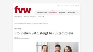 
                            13. Marketing: Pro Sieben Sat 1 steigt bei Buzzbird ein - fvw