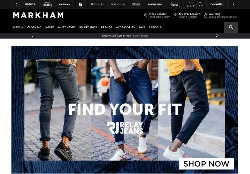 
                            7. Markham: Mens Clothing, Denim, Shoes and Fashion Online