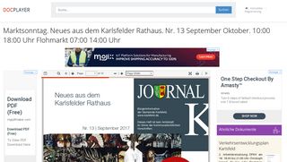 
                            12. Marktsonntag. Neues aus dem Karlsfelder Rathaus. Nr. 13 September ...