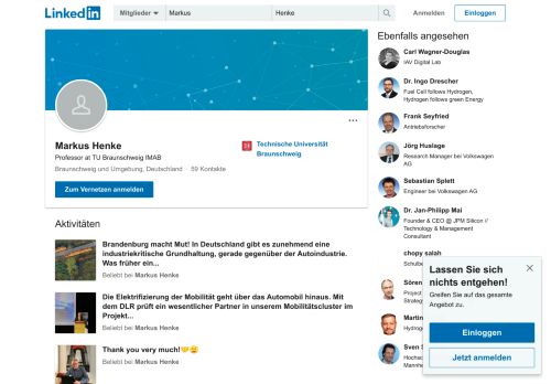 
                            12. Markus Henke – Professor – TU Braunschweig | LinkedIn