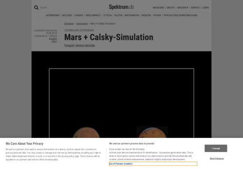 
                            10. Mars + Calsky-Simulation - Spektrum der Wissenschaft