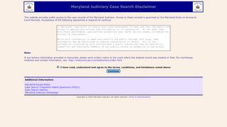 
                            8. Maryland Judiciary Case Search Disclaimer