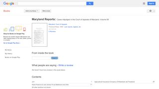 
                            13. Maryland Reports: Cases Adjudged in the Court of Appeals of Maryland - Google बुक के परिणाम
