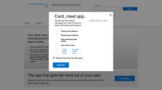 
                            2. Maryland UI Benefit Card - Home Page - Bank of America