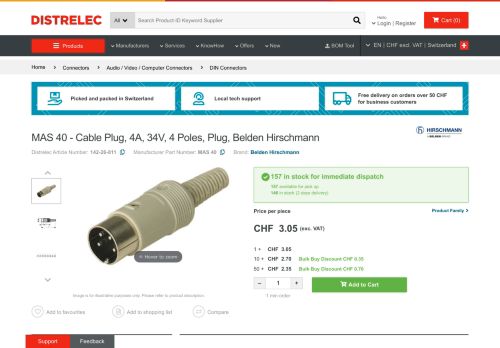 
                            11. MAS 40 | Buy Cable plug Grey 4P | Belden Hirschmann