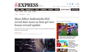 
                            10. Mass Effect Andromeda DLC date nears as fans get new bonus ...