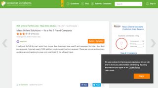 
                            2. Mass Online Solutions — Its a No.1 Fraud Company