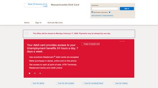 
                            2. Massachusetts DUA Card - Home Page - BankofAmerica