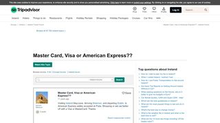 
                            9. Master Card, Visa or American Express?? - Ireland Forum - TripAdvisor