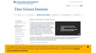 
                            6. Master of Science in Data Science - Columbia Data Science Institute