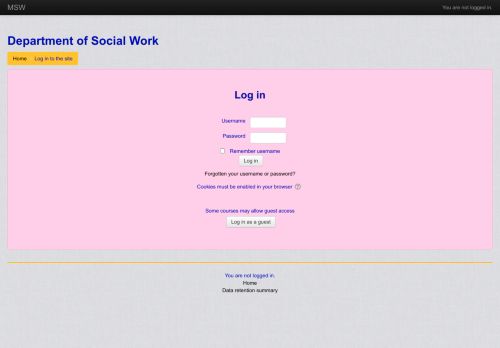 
                            7. MASTER OF SOCIAL WORK: Login to the site