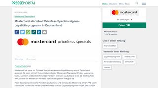 
                            9. ▷ Mastercard startet mit Priceless Specials eigenes ... - Presseportal