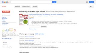 
                            8. Mastering BEA WebLogic Server: Best Practices for Building and ...