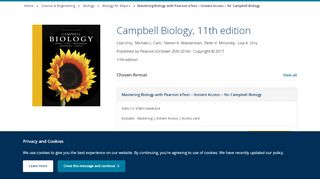 
                            10. Mastering Biology with Pearson eText -- Instant Access -- for Campbell ...