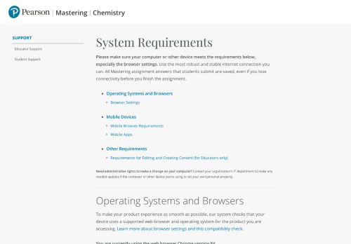 
                            5. Mastering Chemistry System Requirements | Pearson
