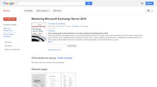 
                            13. Mastering Microsoft Exchange Server 2010  - Google بکس کا نتیجہ