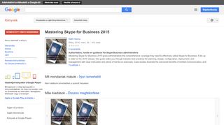 
                            12. Mastering Skype for Business 2015 - A Google Könyvek találata