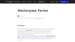 
                            7. Masterpass Terms | Braintree Payments